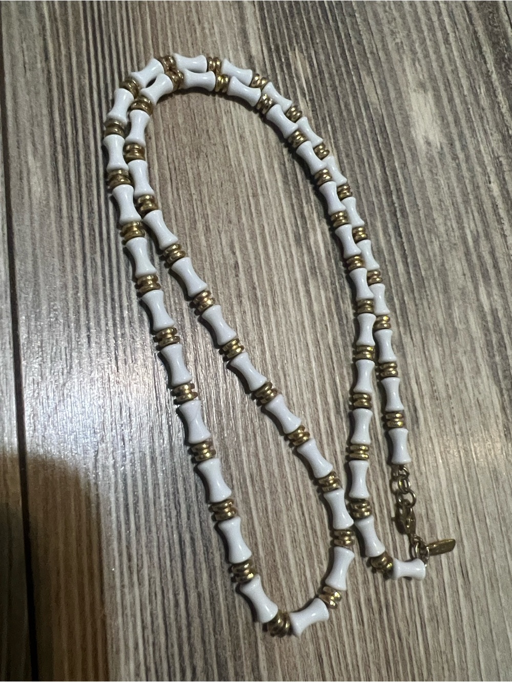 Monet White and Gold Beaded Necklace